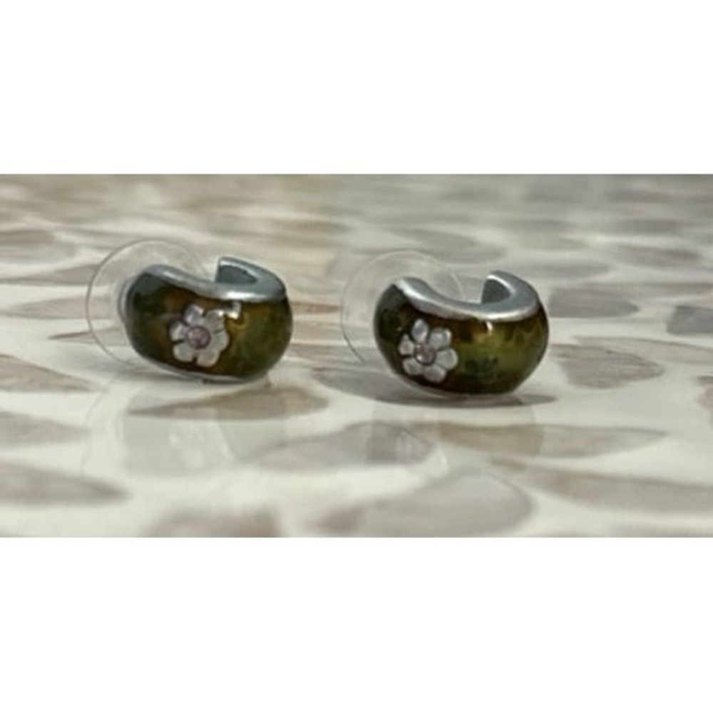 VTG Guess Hoopā Green and Yellow Murano Earrings